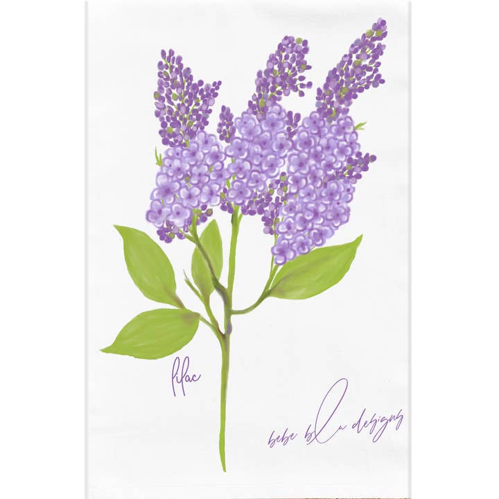 Lilac Twig Flour Sack Tea Towel, Kitchen Decor, Cotton for wholesale by Bebe Blu Designs, LLC