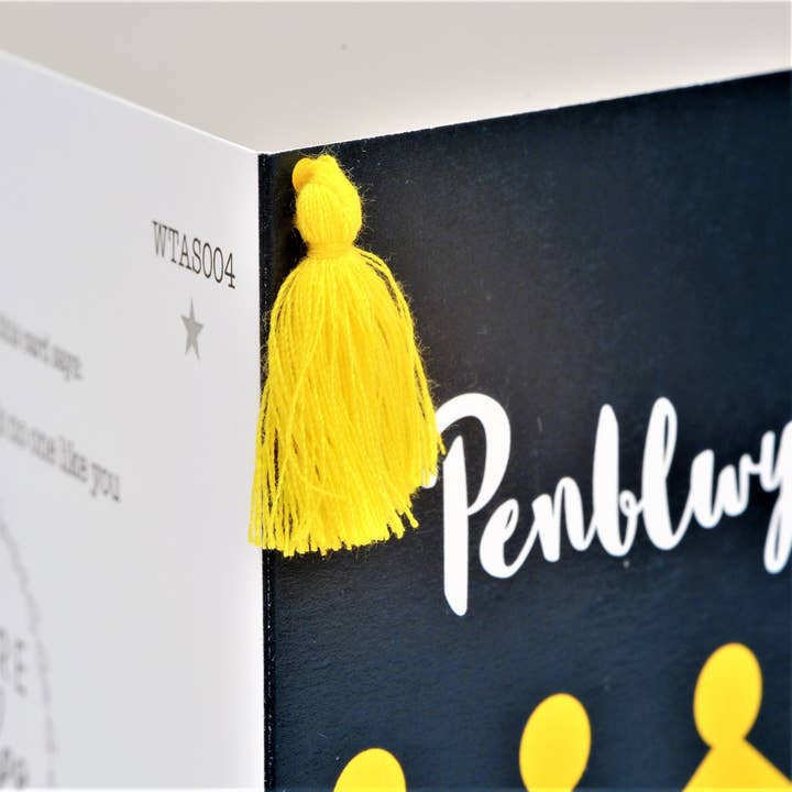 Claire Giles Ltd - Wholesale Birthday Card - Welsh Birthday Card, Penblwydd Hapus, Dab Man, One of a Kind, Tassel Embellished3