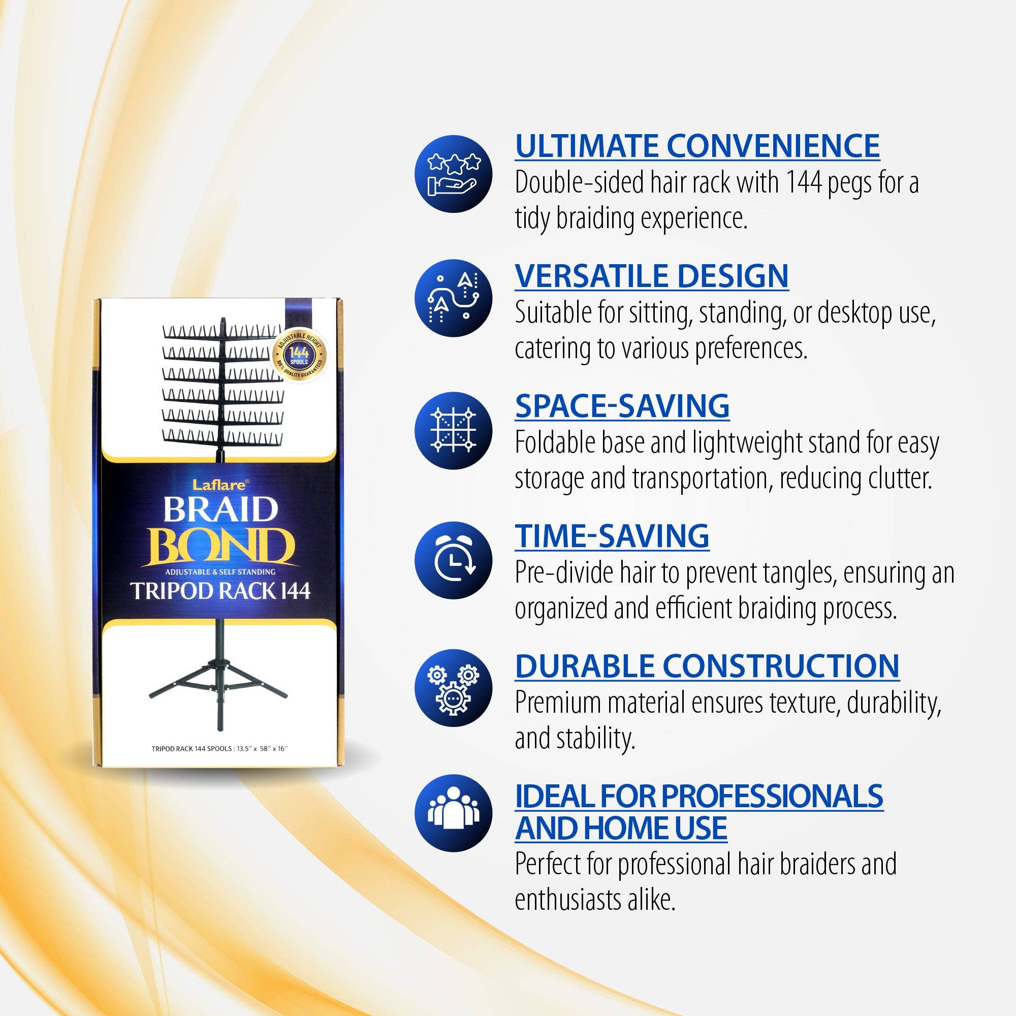 Laflare - Wholesale Jewelry Box/Organizer - BRAID BOND TRIPOD RACK 144 PEGS BRAIDING HAIR STAND6