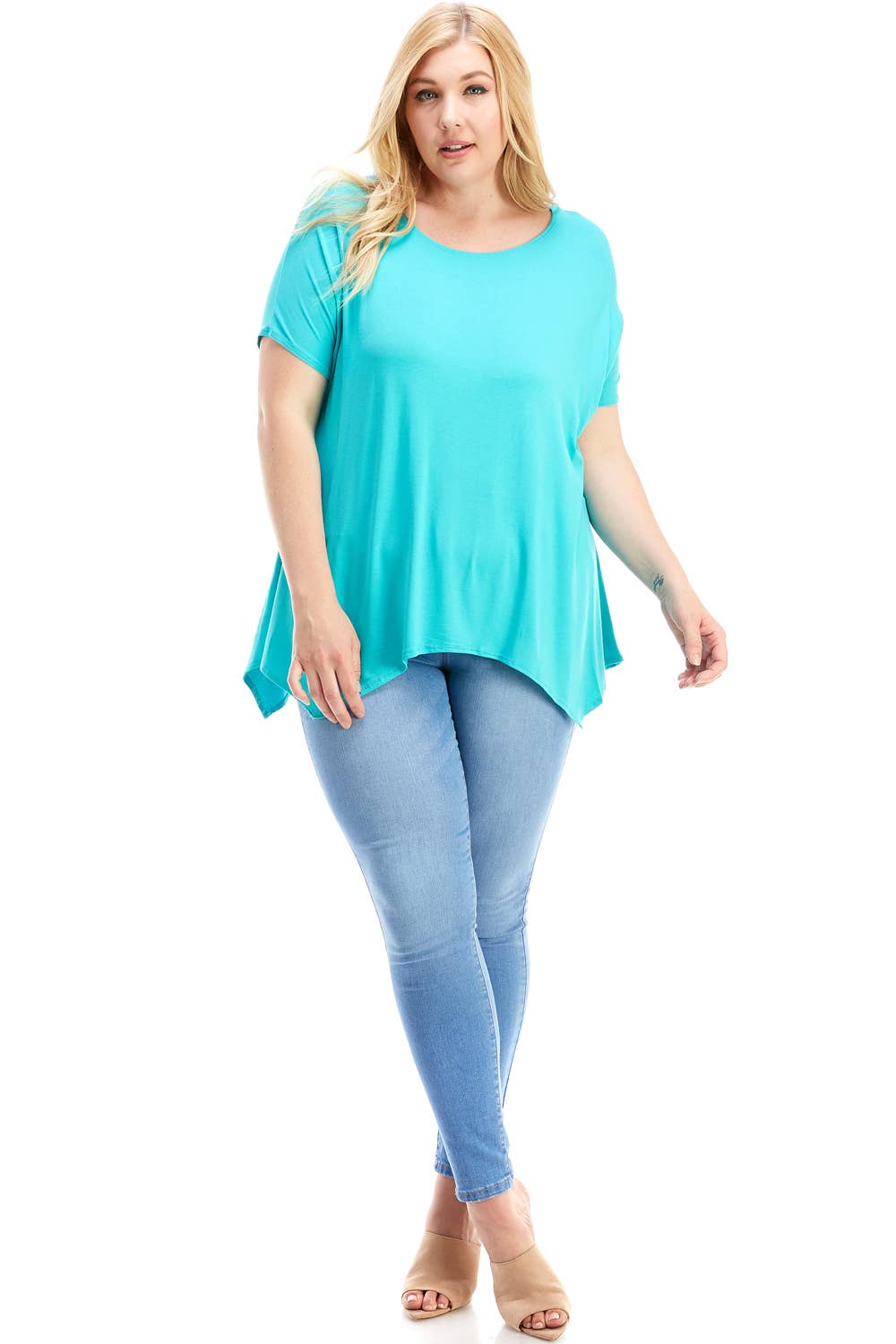 Azules Clothing - Wholesale Tunic - Women's - ATP-2307RSX Plus Size Asymmetric Short Sleeve Tunic35