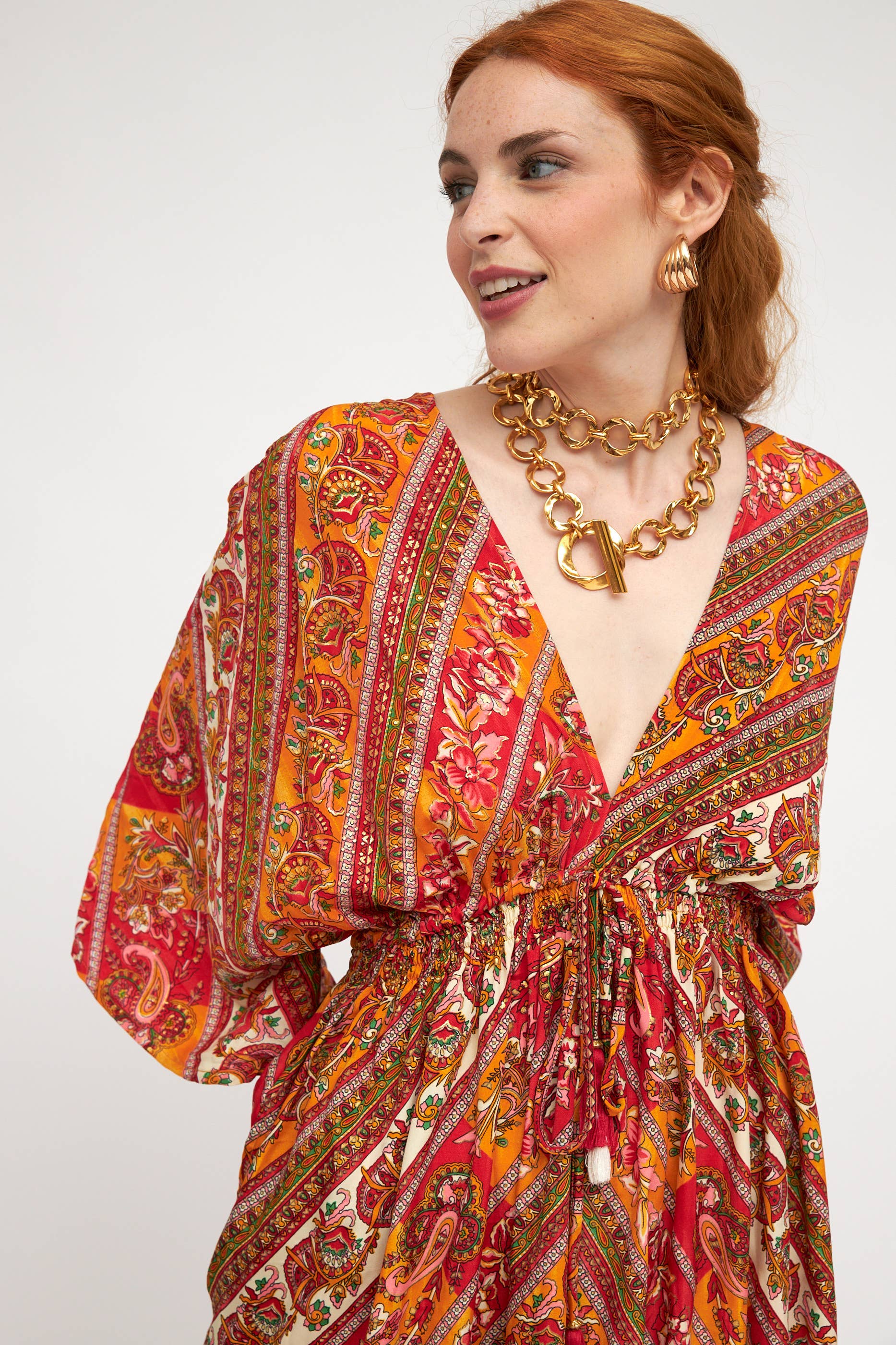  BLACK COMBO RED COMBO TURQUOISE COMBO  WOMEN'S LONG DRESS 100% COLD SILK ETHNIC PRINT for wholesale on Faire0