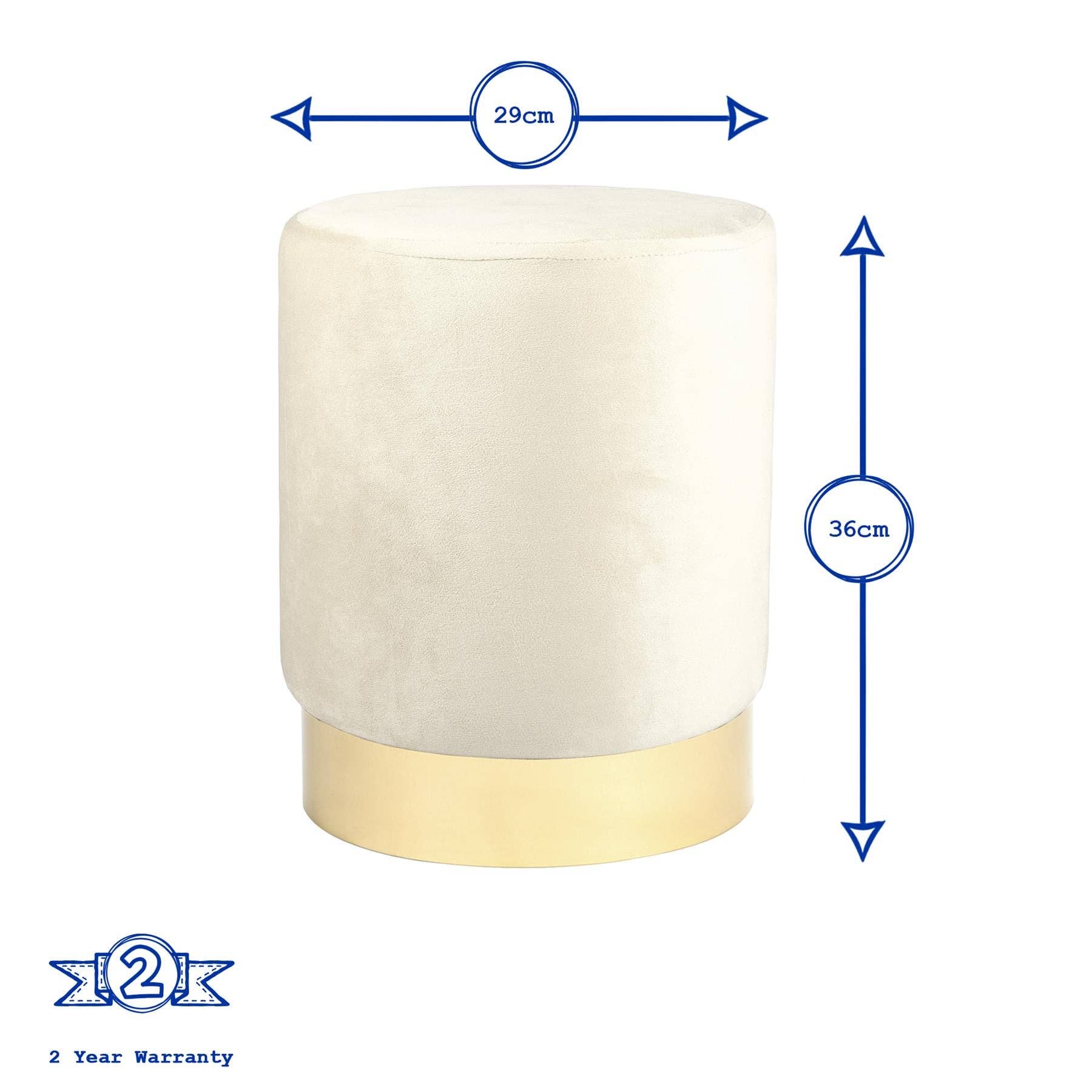 Rinkit Ltd – Großhandel Hocker – Runder samtbezogener Hocker als Fußbank – 29 cm Durchmesser x 36 cm Höhe – von Harbour Housewares40