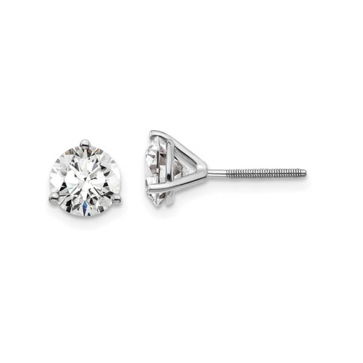 Boucles d'oreilles en or blanc 14K avec diamants créés en laboratoire. pour la vente par FCJ Jewelry LLC
