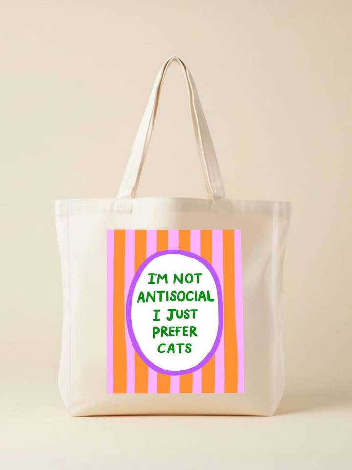 Prefer Cats Cotton Canvas Tote Bag – Funny Shopping Bag for wholesale by The Paper Tail