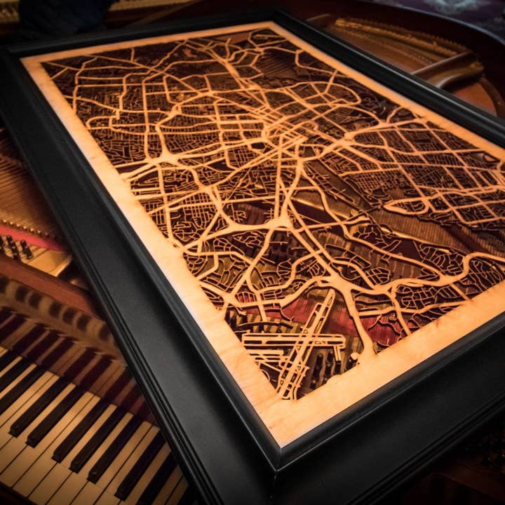 One Man One Garage - Wholesale Wall Accent - City Maps, Large 24x36" Perfect Housewarming Gift! Wooden Street Cutouts33