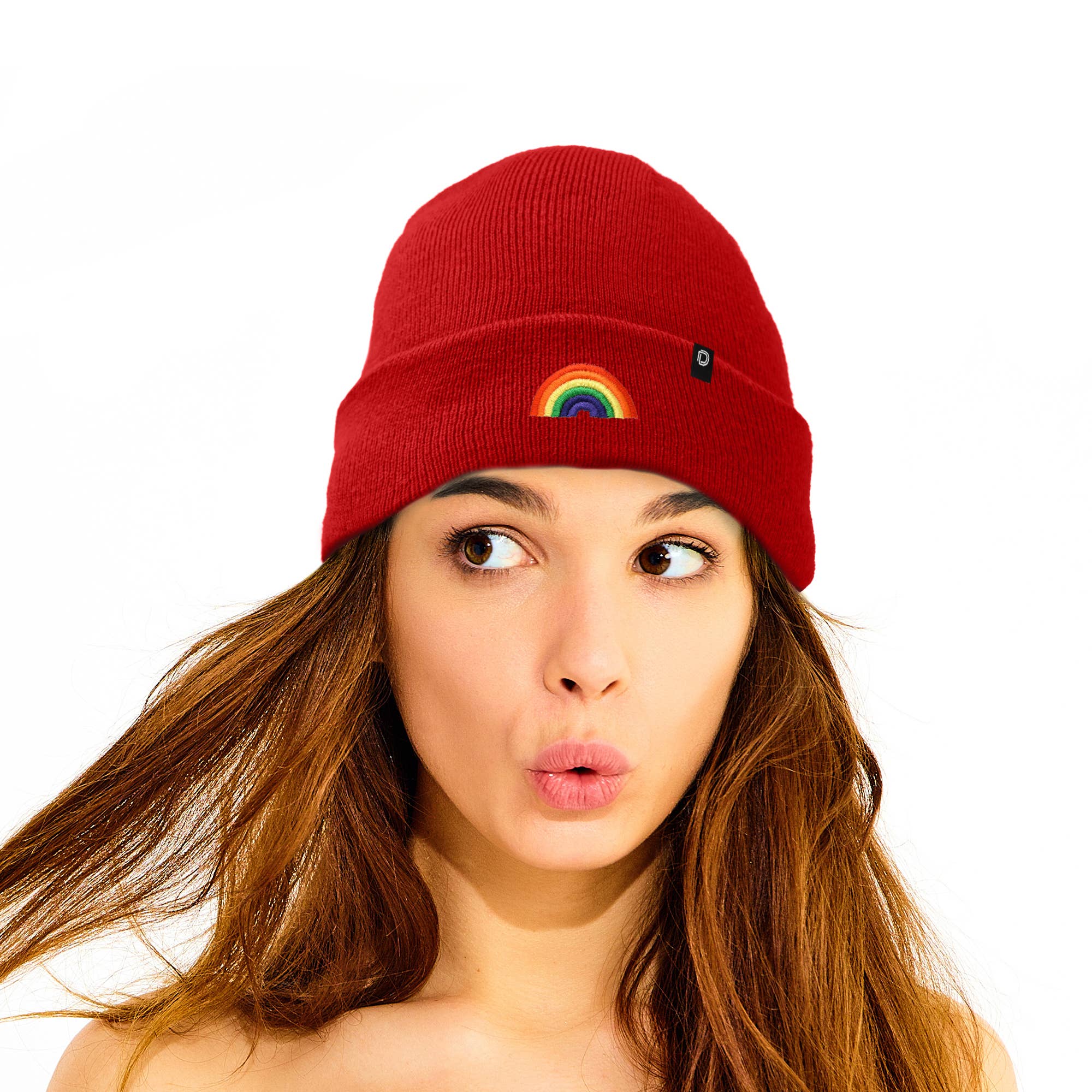 Dalix - Wholesale Beanie - Women's - Dalix Embroidered Rainbow Beanie Cap Cuffed Knit Hat Women74