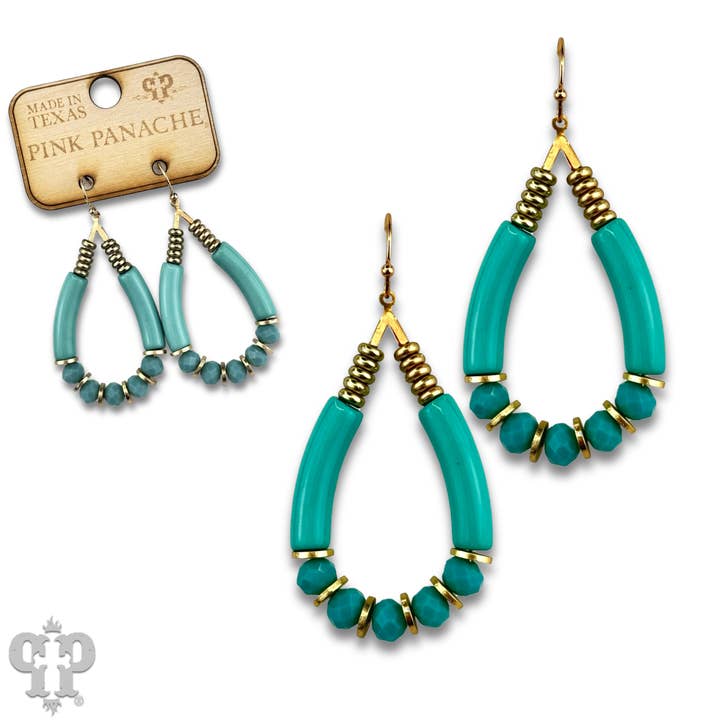 Pink Panache Brands - Wholesale Dangle Earrings - Bamboo tube and faceted bead earring, last call1