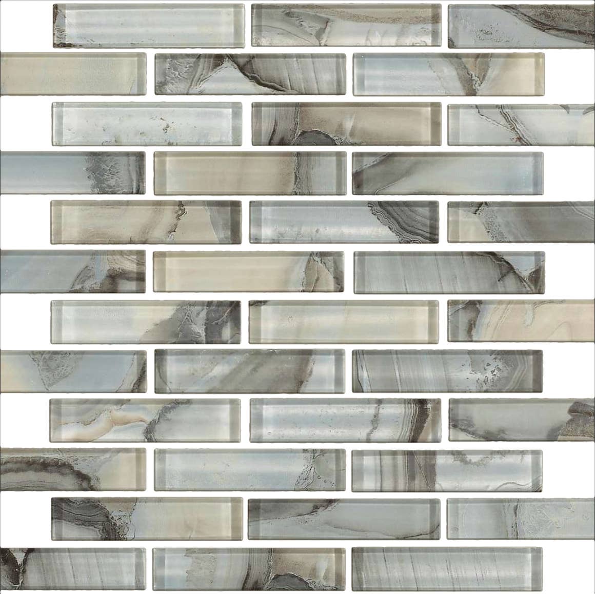 Thomas Avenue Ceramics - Vente Carrelages muraux - Mosaïques linéaires aléatoires en verre nacré de 12 « x 12"0