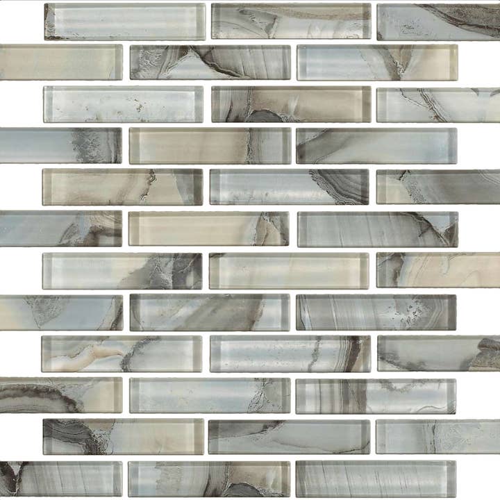 12"x12" Random Linear Pearlescent Glass Mosaics for wholesale by Thomas Avenue Ceramics
