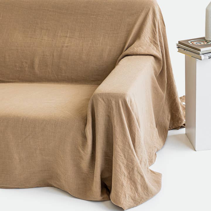MagicLinen (We handle U.S. import procedures for you) - Wholesale Chair/Sofa Slipcover - Linen couch cover in Latte0