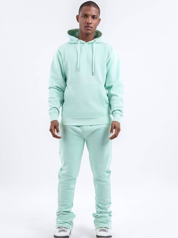 Light Green Stacked Flare Sweatsuit for wholesale by Stylo