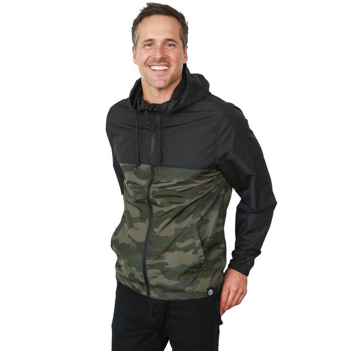 Black/Camo Dryflip Windbreaker for wholesale by Quikflip Apparel