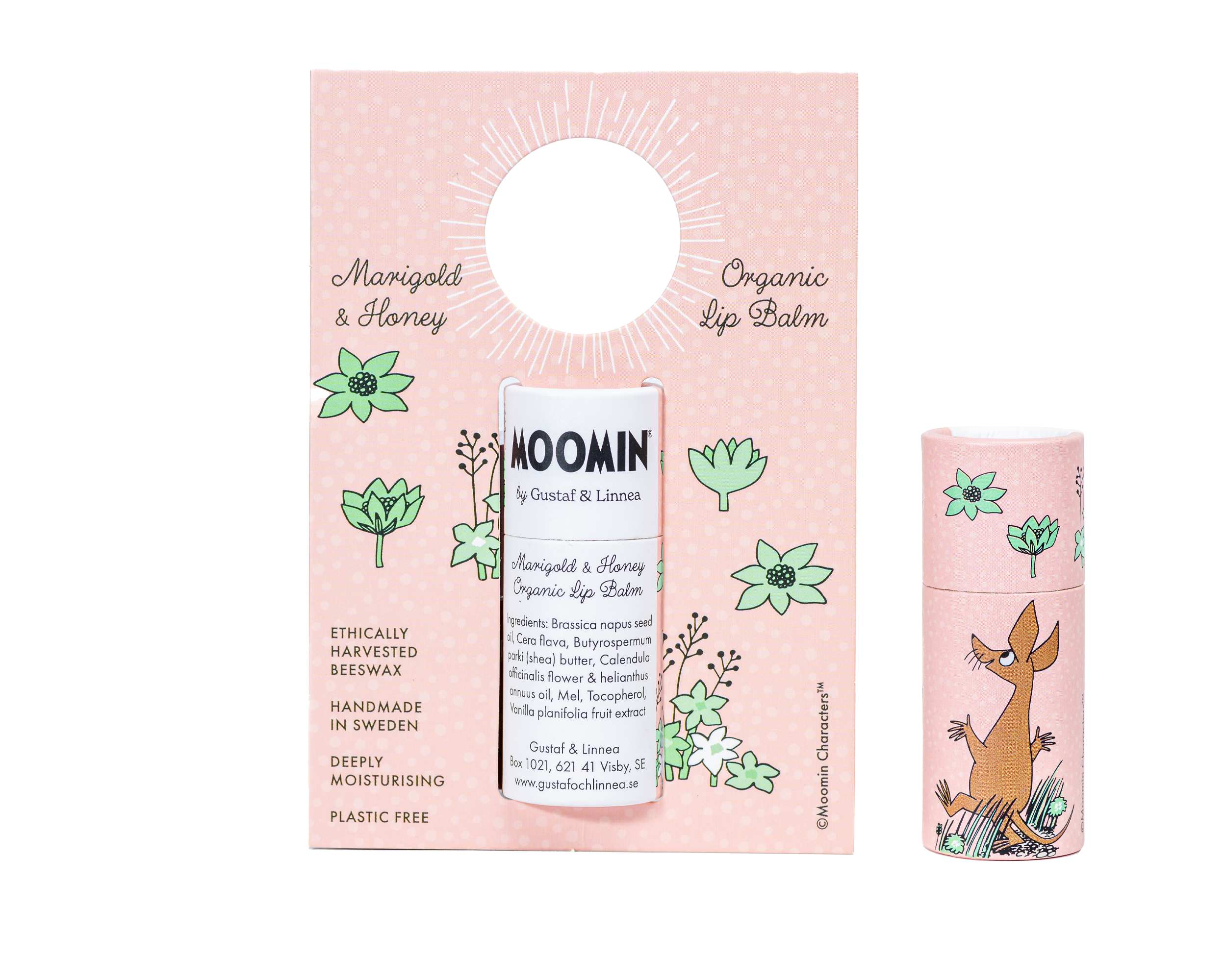 Gustaf och Linnea - Venta al por mayor Bálsamos labiales - Moomin por G&L - Bálsamo labial de cera de abejas con caléndula y miel2