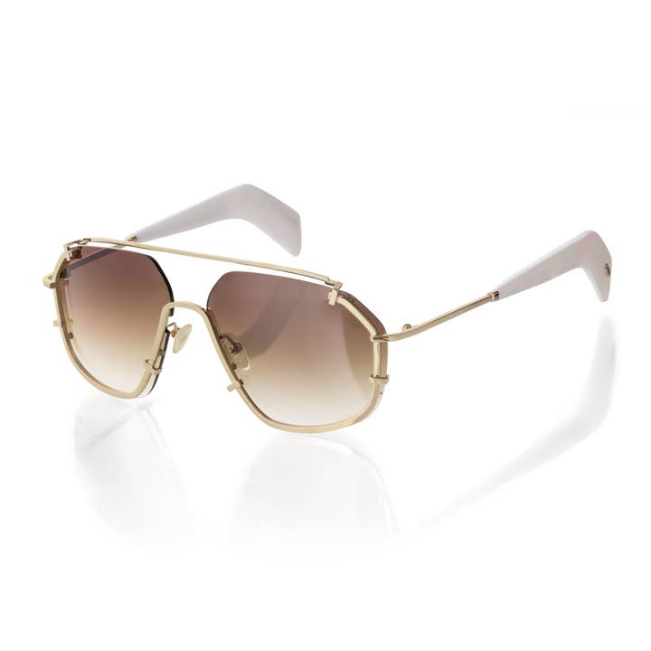 'MADDOX' Designer Sunglasses in White/Gold for wholesale by FRIDAY FELLOWS