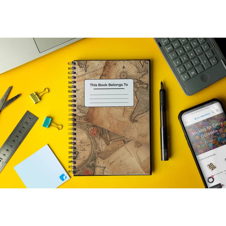 Notitieboek/Journal met Vintage Kaarten voor wholesale door JE Creates