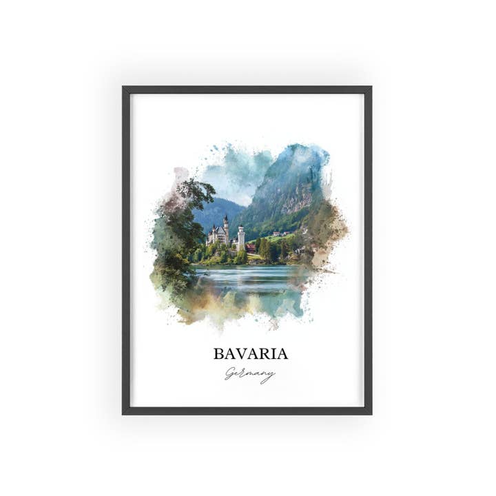 Premium Travel Art - Wholesale Art Print - Bavaria Wall Art, Bavaria Print, Bavaria Germany Watercolor Art, Germany Gift, Germany Travel Print, Travel Poster, Housewarming Gift6