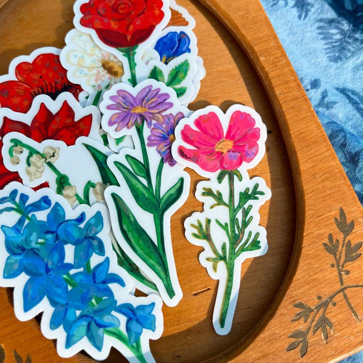 Laurenspired - Vente Autocollant - Autocollant en vinyle Cosmo Flower, jolis autocollants printaniers roses5