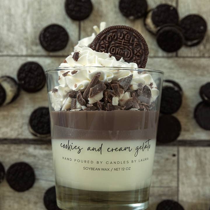 Gobelet à dessert, biscuits et crème de soja pour la vente par Candles By Laura