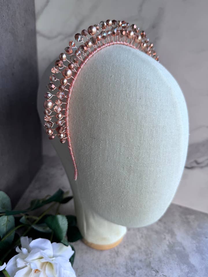 Corona con Perle Rosa Dorato per la vendita all'ingrosso da parte di Preciuspearls