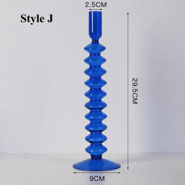 IVORE.GROUP (We cover All Import duty) - Wholesale Candle Holder - Blue Glass Candlestick Holder9