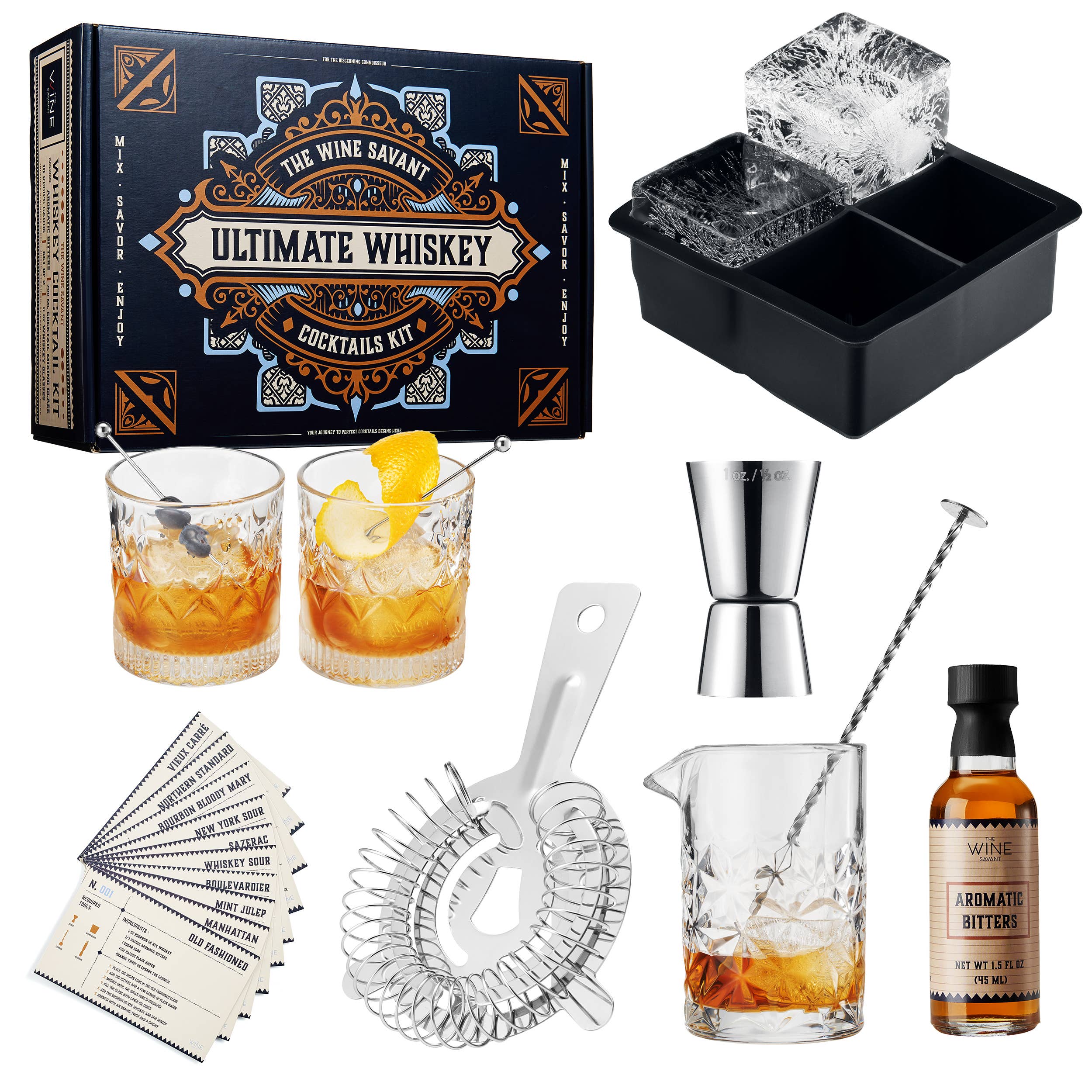 The Wine Savant /  Khen Glassware – wholesale Cocktailshaker – Whiskycocktailtillverkningssats - Rocks dricksglasuppsättning1