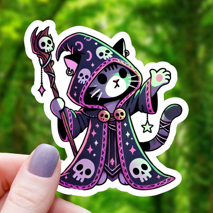 Adesivo da negromante a forma di gatto rosa, 7,6 cm per la vendita all'ingrosso da parte di Mimic Gaming Co