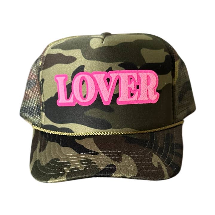LOVER (double puff) - Camo Trucker Hat for wholesale by Littlebrightbird