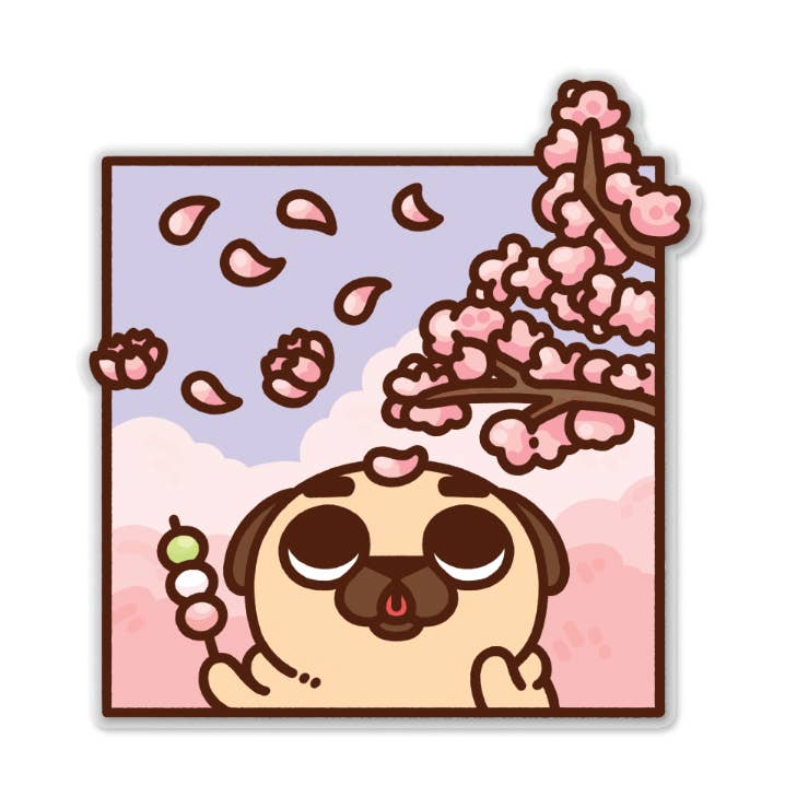 Kirschblütenfest Puglie Klarer Aufkleber für den Großhandel von Puglie Pug Designs Inc.