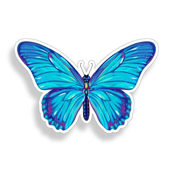 Blue Butterfly Sticker for wholesale by Real Sticky