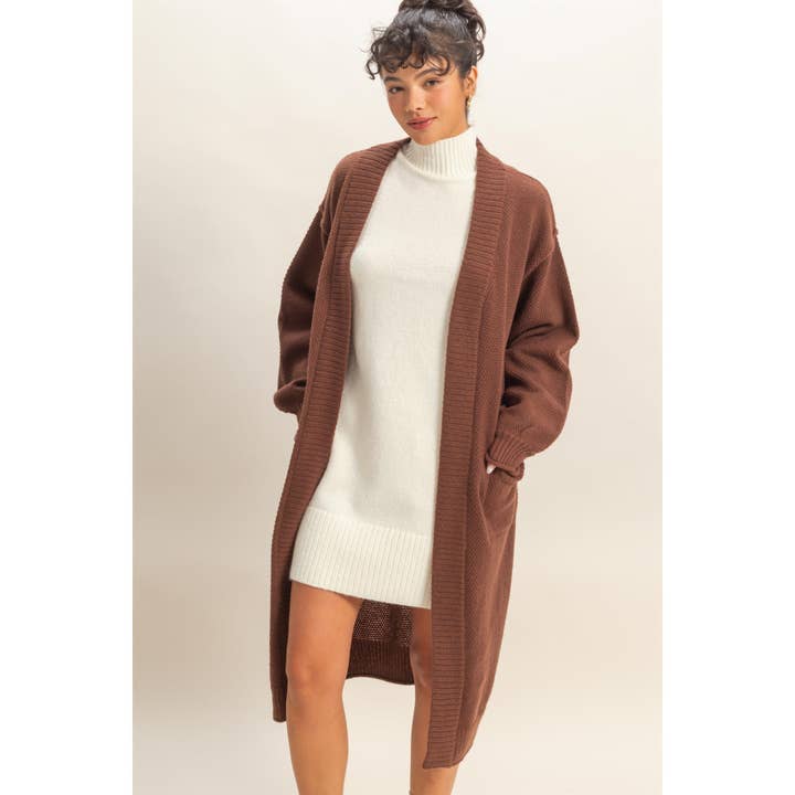 HYFVE - Wholesale Cardigan - Women's - Oversized Textured Open Front Long Cardigan Sweater9