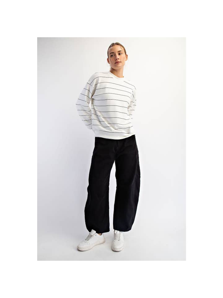 Rae Mode - Wholesale Lounge Top - Women's - MODAL SCUBA STRIPE CREW NECK TOP19