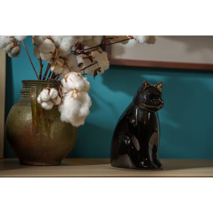 Pulvis Art Urns – Großhandel Haustier-Urne/Andenken-Box – "Meow" Tierurne für Katze – Schwarz | Keramik7