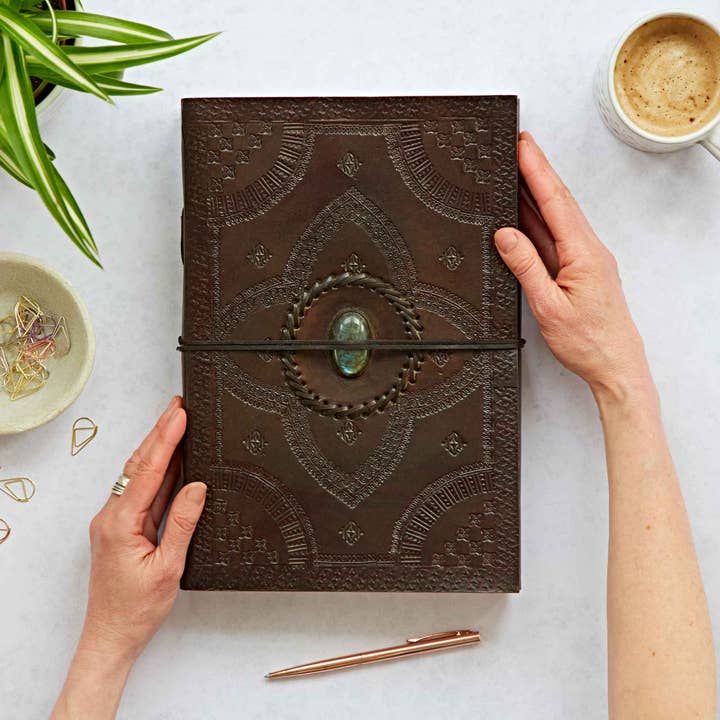 The Paper High Gift Company Limited - Wholesale Journal/Diary - Handcrafted A4 Embossed Stoned Leather Journal Notebook