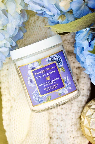 Meaningful Mantras - Wholesale Jar/Filled Candle - 8oz You Are Worthy Ylang Ylang/Jasmine/Vanilla Candle2