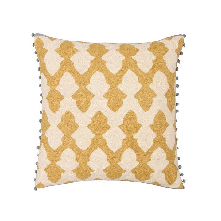 Chartreuse Ecru Lattice Cushion Cover for wholesale on Faire1