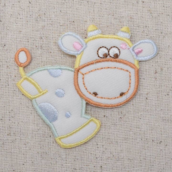 Childrens - Cow - Puffy - Pastel - Baby - Iron on Applique - Embroidered Patch - 159244A for wholesale by Wholesale Applique