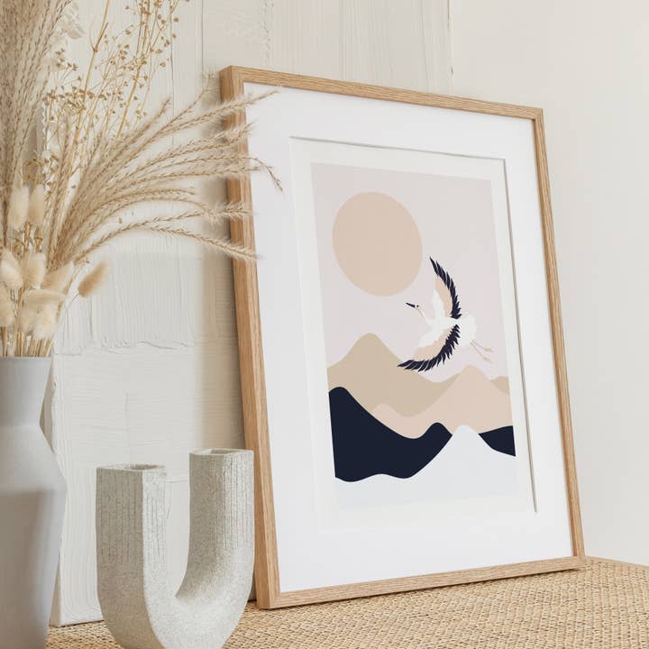 Crane konsttryck för wholesale av Palm & Wild