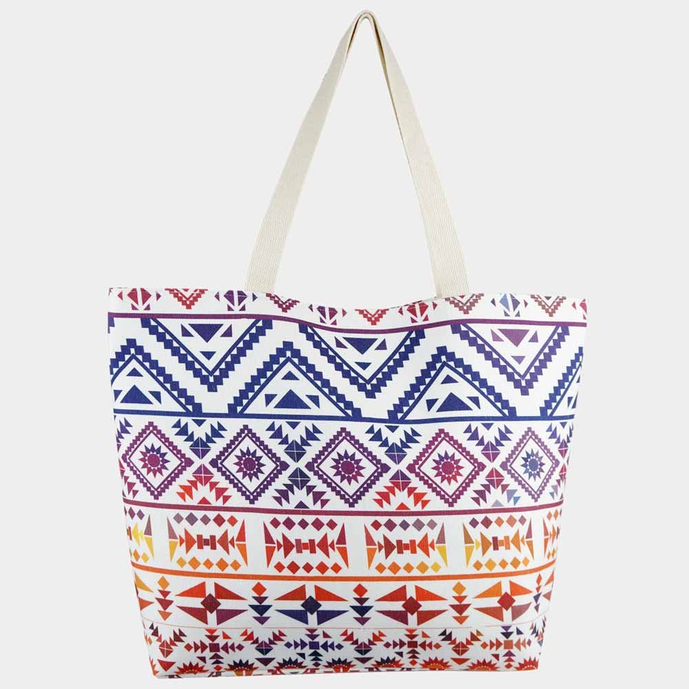 Sensibling Corp. – Großhandel Strandtaschen – Bunte Tribal-Muster-Strand-Einkaufstasche0