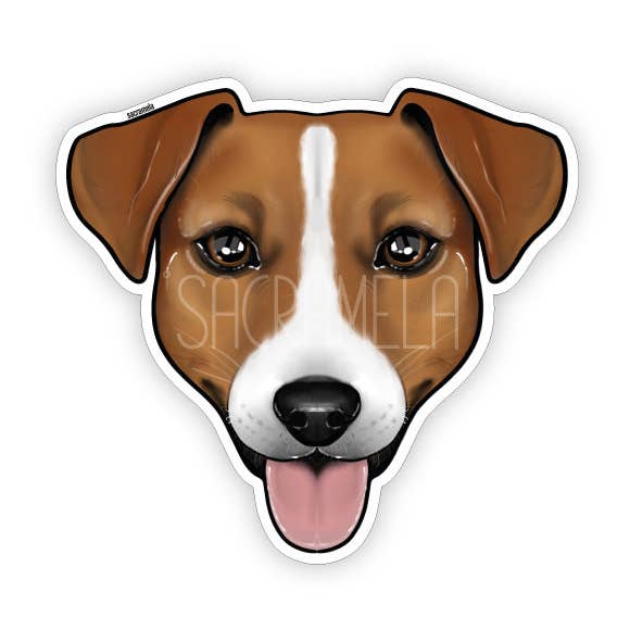 Jack Russell Terrier-klistermärke i brunt för wholesale av SACRAMELA