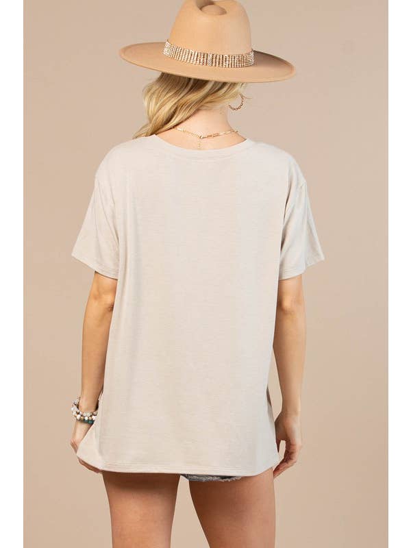 KHAKI AV1205-NICOLE WESTERN GRAPHIC BASIC T-SHIRT for wholesale on Faire8