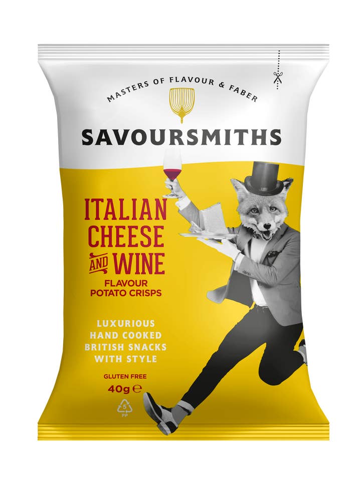 Savoursmiths Italian Cheese and Wine Potato Crisps 40g for wholesale by Savoursmiths