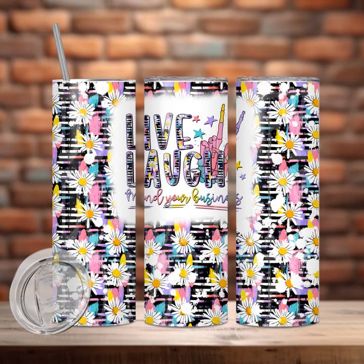 Vivre Rire Occupe-toi de tes affaires Tumbler pour la vente par Hello Sunshine Boutique