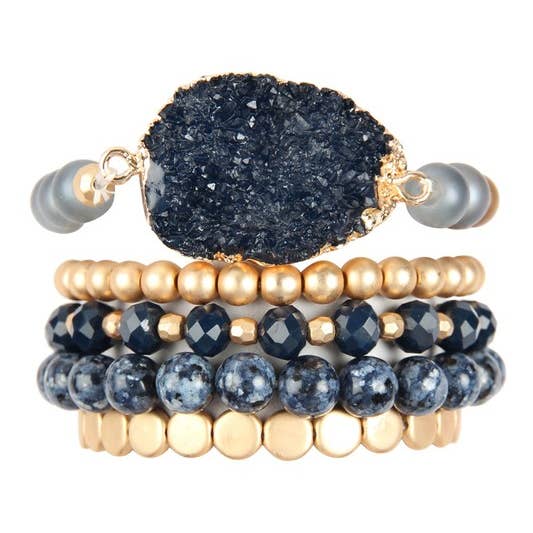 Love and Repeat - Wholesale Jewelry Set - DRUZY CHARM MIXED BRACELET SET10