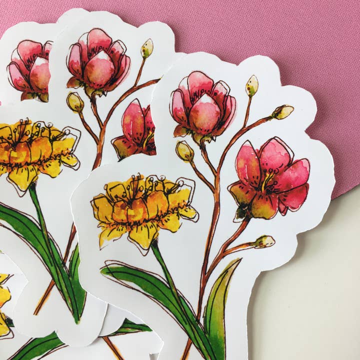 Adesivo impermeável de narciso e tulipa por atacado de stickersbyjodi