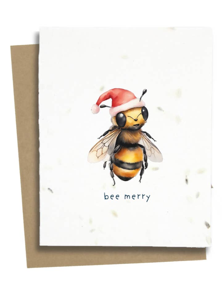 Bee Christmas Card for wholesale by Greet n' Grow Plantable Cards