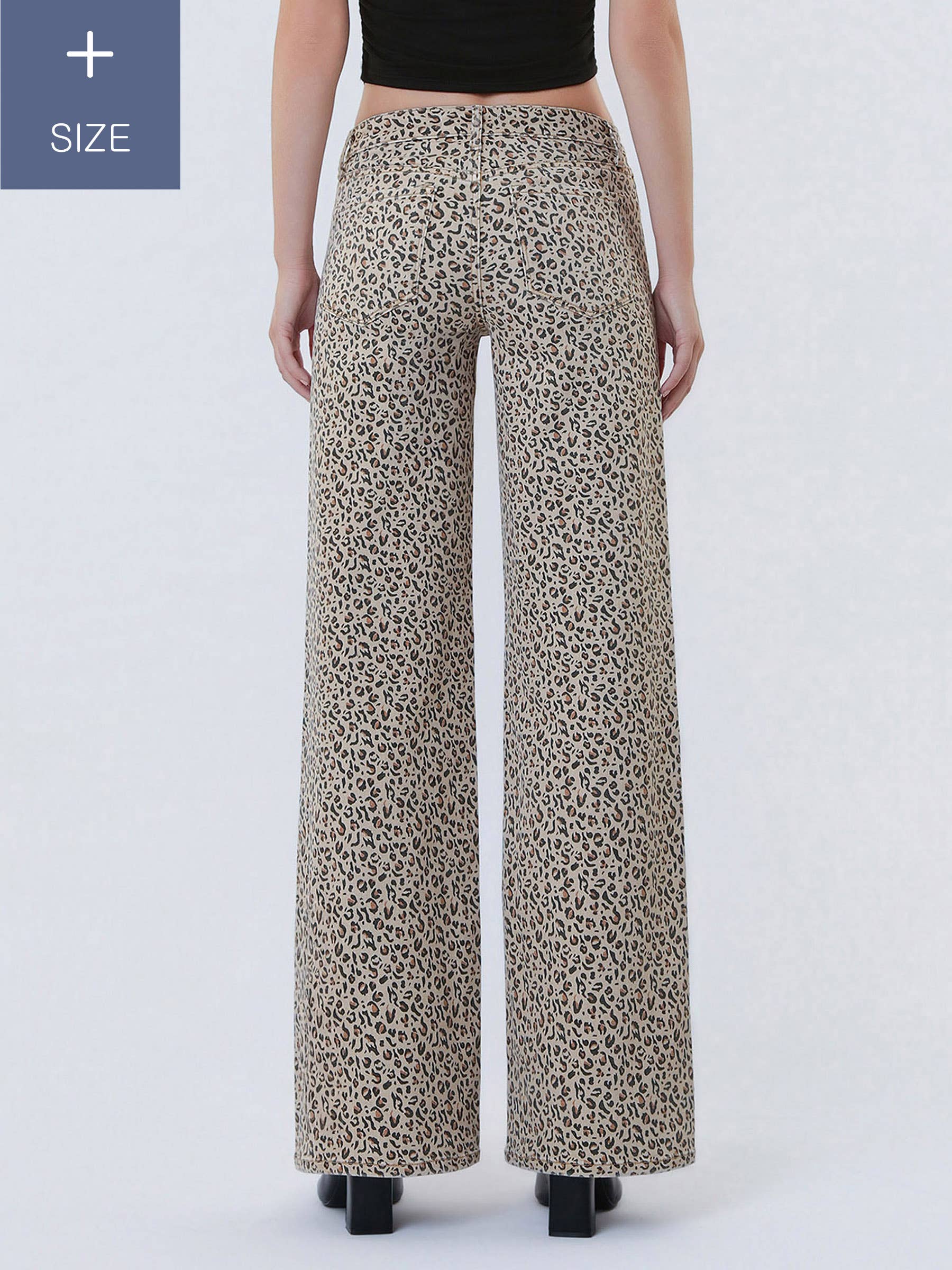 PLUS SIZE MID RISE LEOPARD PRINT WIDE LEG JEANS LV2178LPD-P for wholesale on Faire1