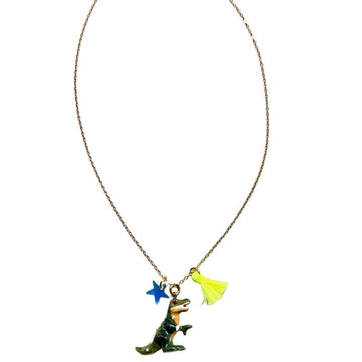Green Dinosaur Ceramic, Star, Tassel Kids or Adults Necklace for wholesale by Sadie’s Moon