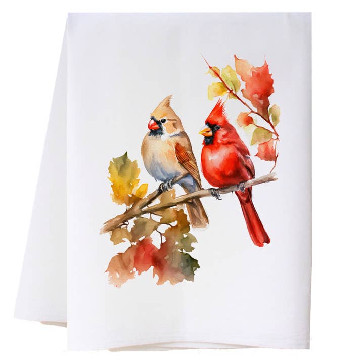 Autumn Cardinals Kitchen Towel for wholesale by Cora & Pate