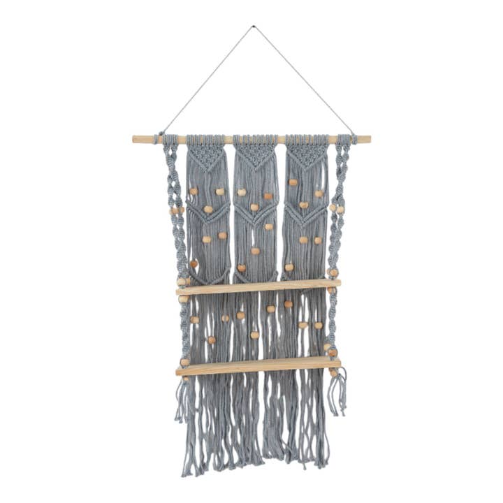 A-89621: MACRAME HOUTEN WANDPLANK 63,5 CM B, 119,4 CM H voor wholesale door Import Corner