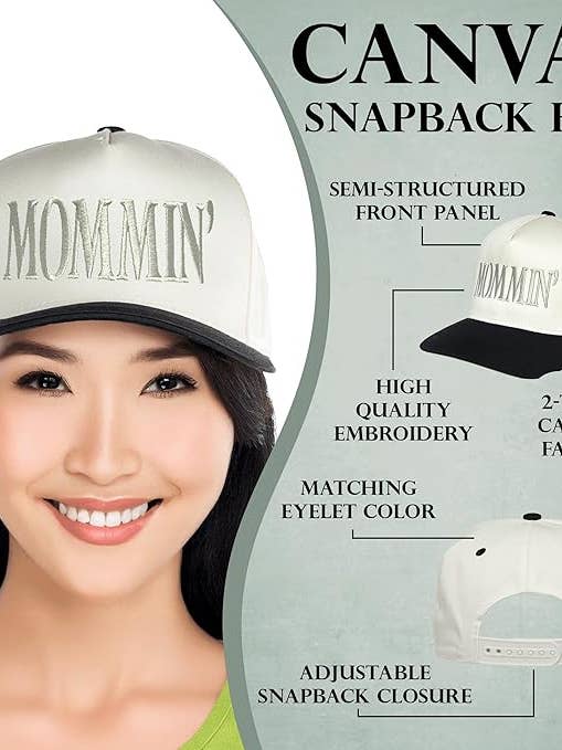 Two Tone Cap - Mommin' - Black/Beige for wholesale by Funky Junque